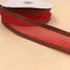 N2060 38MM Glitter edges red organza gift wrapping wired edge ribbon 100yards lot