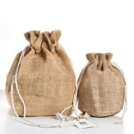 Natural fiber jute drawstring bag for storage