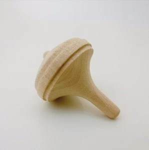 Natural wood funnel shaped child toy spinning top