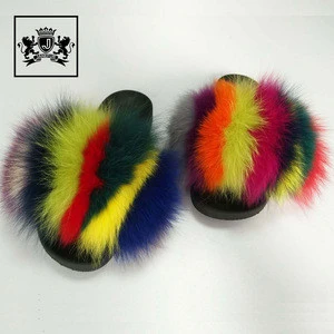 New 2019 product wholesale ladies fur slippers real soft fox fur slides