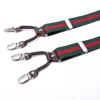 New arrival genuine leather gg stripe suspenders green red multi color suspender unisex