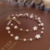 New Arrival Handmade Elegant 3-5mm Natural Pearl Choker With Shell Star Pearl Necklace