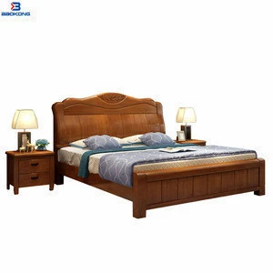 New Design Popular High Back Solid Wood Double Bed