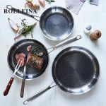 New Design Suacier Covered Mini Eching Honeycomb Pattern Fry Pan With Oven and Dish Washer Safe