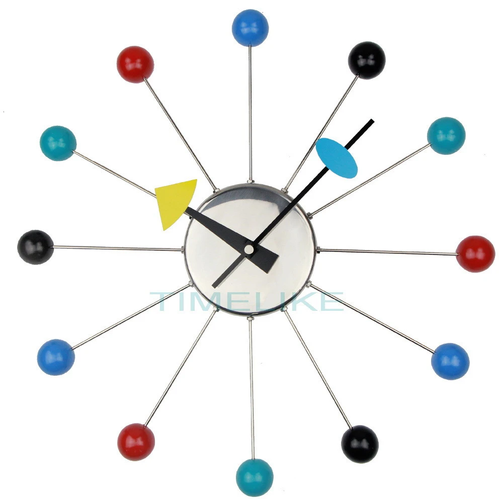 New design wall clock decor art metal clock wooden colorful ball clock themes