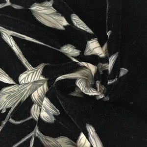 New Design Woven Nylon Burn out Flower Printed Velvet Fabric For Dress