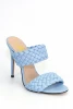 New fashion OEM/ODM PU weave sandals comfortable ladies high heel shoe RTS thin heel mule women sandals