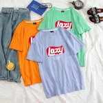 New Graphic T Shirt Men 100% Cotton T-shirts Summer Streetwear Harajuku Funny LAZY Letter Printed Unisex Tops Camiseta Masculina