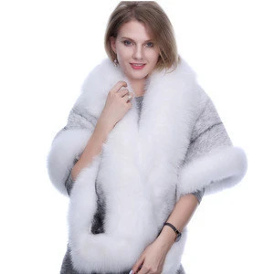 New Style Fashion Real Mink Fur Shawl With Fox Fur Trim