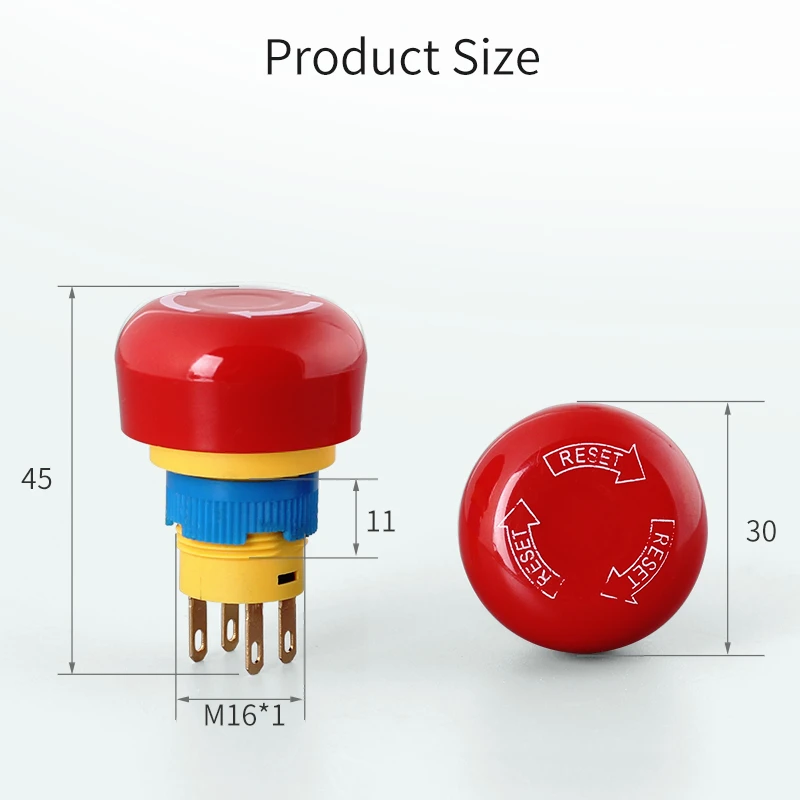 New type 16mm pushbuton SPDT  Plastic turn round lock E-stop Safety emergency stop switch button