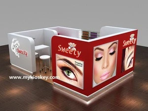 Newest eyebrow threading brow bar kiosk, mall eyebrow threading kiosk 3d design, kiosk for eyebrow and eyelash service for sale