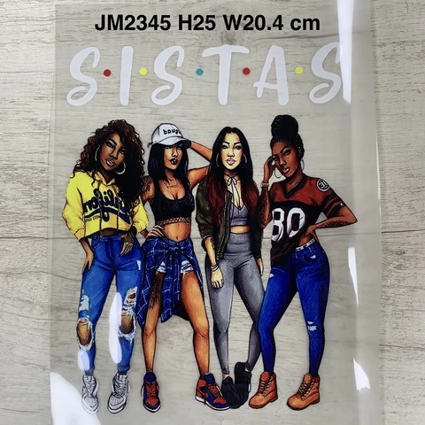 No MOQ Hot Sale Good Color Fastness Heat Transfer Sticker Africa Sister Afro Girl Heat Transfer Printing