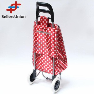 No.1 yiwu exporting commission agent wanted best quality dot pattern red color shopping trolley/shopping cart