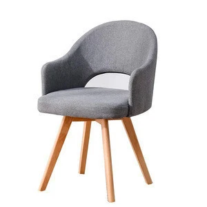 North European Style Fabric Wooden Dining Chair With Open Back For Home Living Room