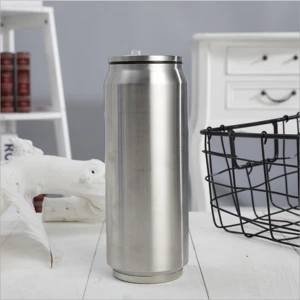 OEM customized Cola cans tumbler  stainless steel vacuum thermos cola water cans with lid and straw