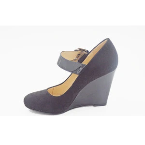 OEM orders Black Suede Wedge women heels pump shoes