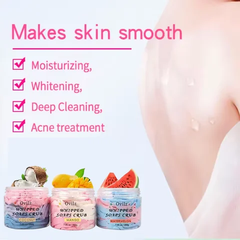 OEM Ovilz Whipped Soap Bath Shave Cream Soften Body Wash Scrub Moisturizing Shea Butter Base Whipped Soap Scrub