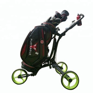 One-click Folding 3 Wheel Golf Push Cart with Wheel Golf push bag Trolley