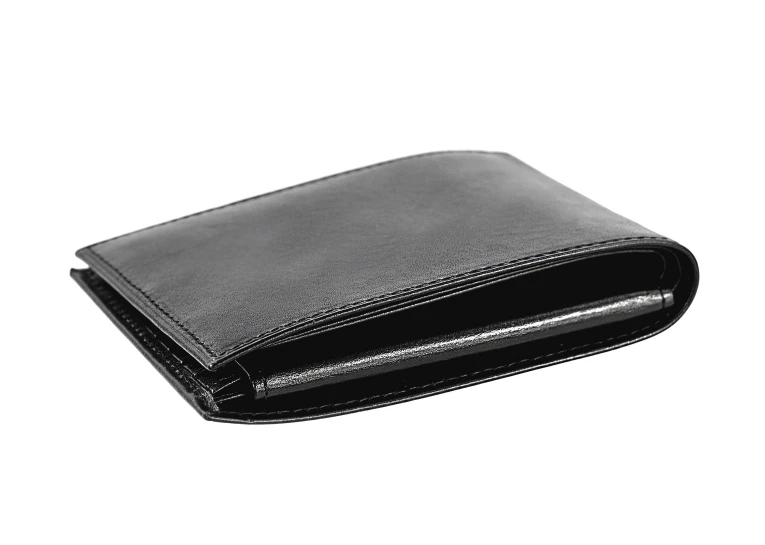Own Brand China manufacture Billfold Pure Black Leather Men&#x27;s short wallets business Foldable card cash envelope wallet man