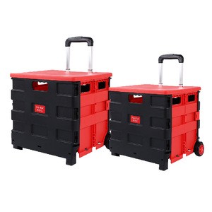 Pack and roll collapsible portable foldable folding plastic grocery shopping trolley cart with wheels