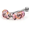 Pink Powder Inside Glass Beads Round Shape Crystal DIY Big Hole European Beads for Jewelry making Charm Bracelet Charms