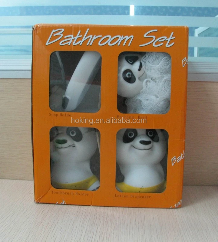 plastic panda l shape baby bath bathroom sets