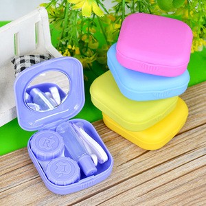 Pocket solid color contact lenses care case portable plastic eyewear case for contact lens