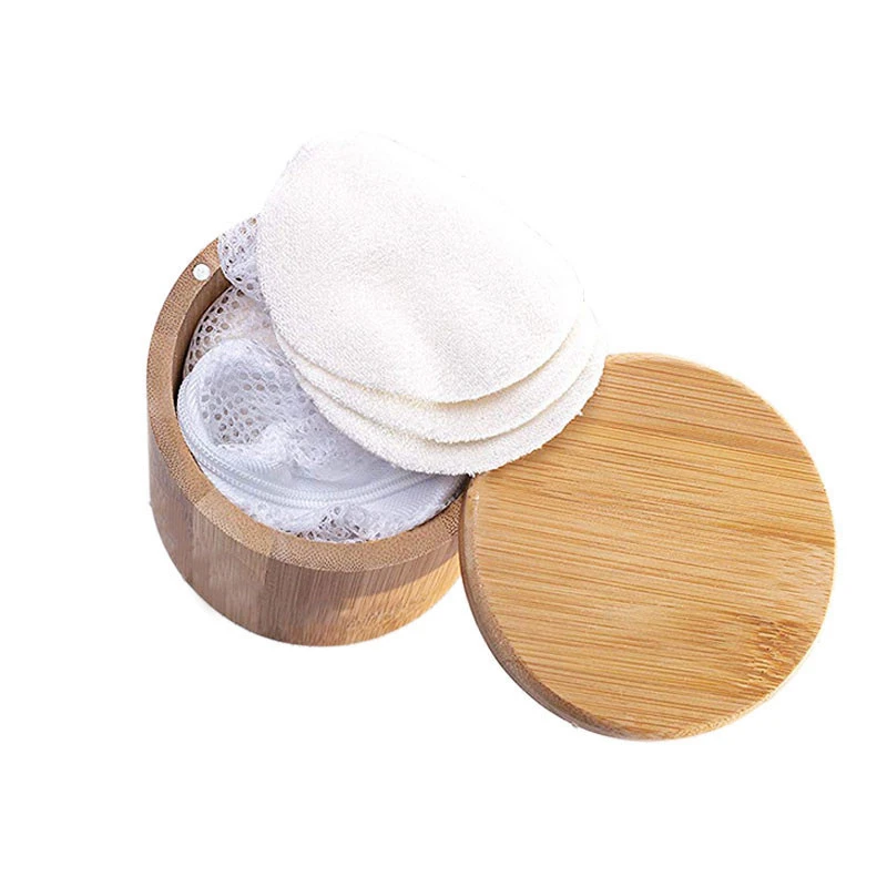 Popular in Europe Natural Bamboo Cotton Makeup Remover Pads Zero Waste Reusable Make up Pad Face