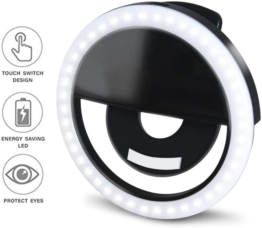 Portable Rechargeable USB Camera Clip Flash Fill Light Photography Beauty Video Mobile Phone LED Selfie Ring Light