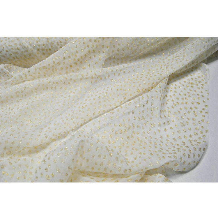 pot pattern lurex silk /metallic lame chiffon georgette fabric