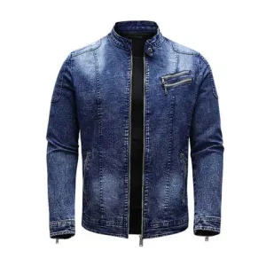 Private Label Print Embroidery Logo Front Zipper Denim Jacket Long Sleeve Fashion wear Jackets For Mens