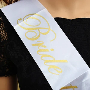 Professional manufactory beautiful white party sash for bachelorette party decorations