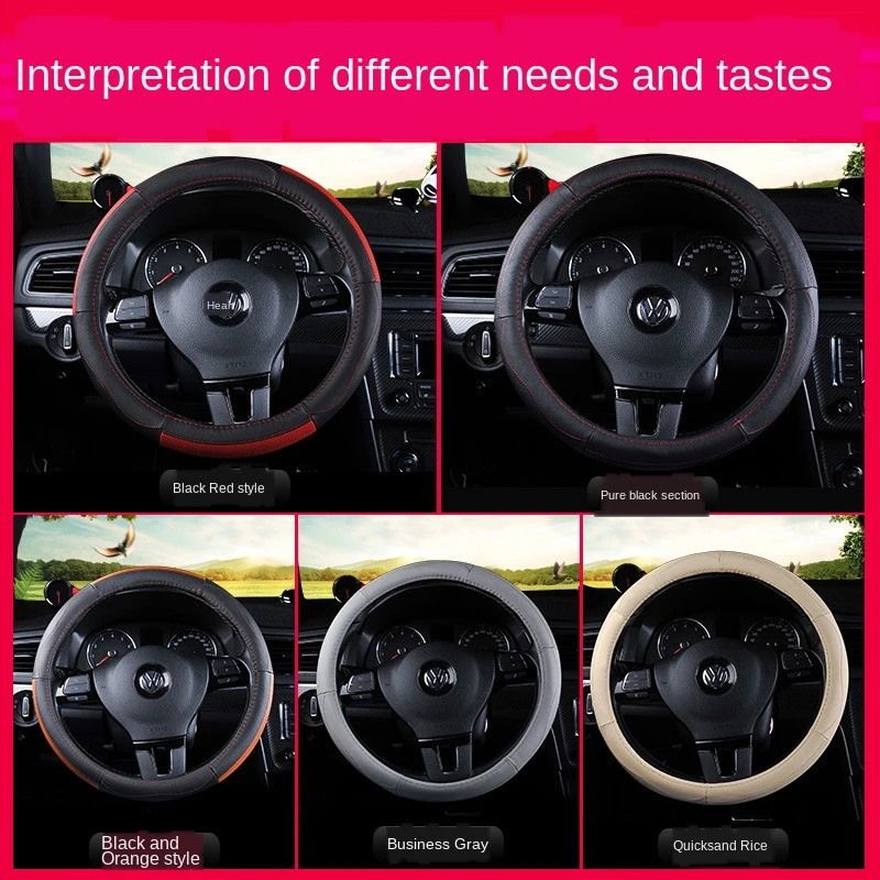 Real Leather Car Steering Wheel Cover  Universal  Size 39 40cm Fashion Leather Steering Wheel Cover