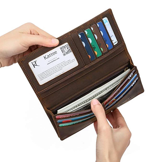 Real Leather RFID Blocking Multi Credit Card Organizer Genuine Leather Travel men Long Wallet
