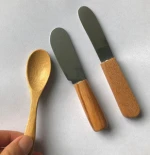 Reusable 3Piece Steel Stainless Cheese Slicer Cutter Travel Cheese Knife Set with Wood Handle
