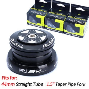 RISK 28.6/44/30mm Bicycle External Bearing Headset Bike Headset for 1.5&quot; / 1.25&quot; Taper Pipe Fork 44cm Straight Tube Frame