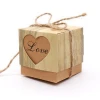 Romantic Vintage Heart Kraft paper Candy Box With Burlap Twine Wedding Favors and Gifts Bag Party wedding Supplies