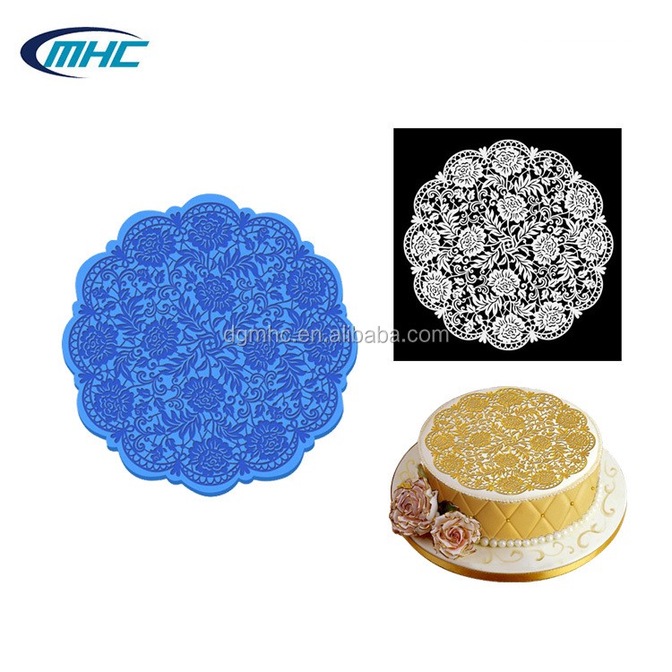 Round magic flower series silicone fondant mould, cake decoration lace mat tool