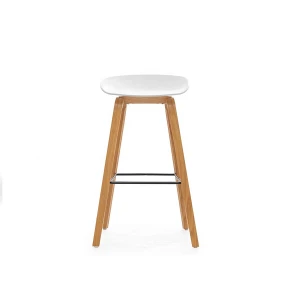 Round seat covered bar stool dining bar chair with sold wood leg