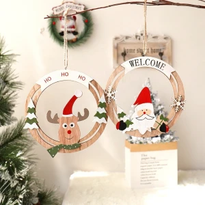 Round Shape Laser hollowed-out deer head and santa head  Hanging  Christmas Tree  Pendant  Decor