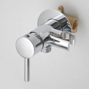 Round Toilet Hand Held Bidet Holder Bracket With Hot Cold Water Tap Faucet Brass