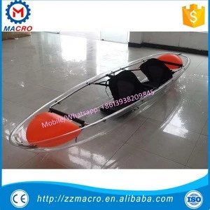 rowing boat with 2 seats plastic clear/transparent polycarbonate