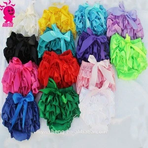 Ruffle Satin Baby Bloomers Layers Baby Diaper Cover Newborn bow Shorts Skirts Toddler Cute Summer Satin Underwear