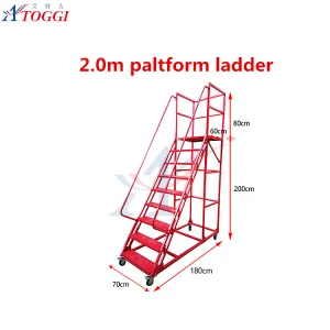 Safety  big size wide 600X600mm  folding steel step ladder with handrail