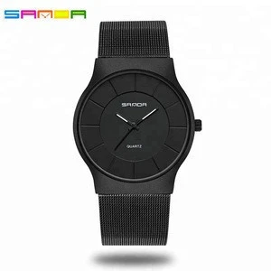 SANDA Mens Simple Watches Men Fashion Casual Ultra Thin Wristwatches Waterproof Rose Gold Black male Clock Relogio Masculino