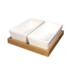 Set 2 dish Fashion Wholesale Rectangle Snack Dish Porcelain Serving Dishes  with Bamboo Tray