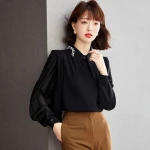 Shirt Lady Autumn Dress New Design Retro Temperament Heavy Nail Bead Tip Collar OL Commuter Top Blouse