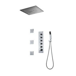 Shower set for bathroom thermostatic LED shower faucet with body jet