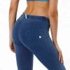 silicon printed ladies leggings  denim jeans look like gym sports pants butt lift shaping  pants push up leggings for woman