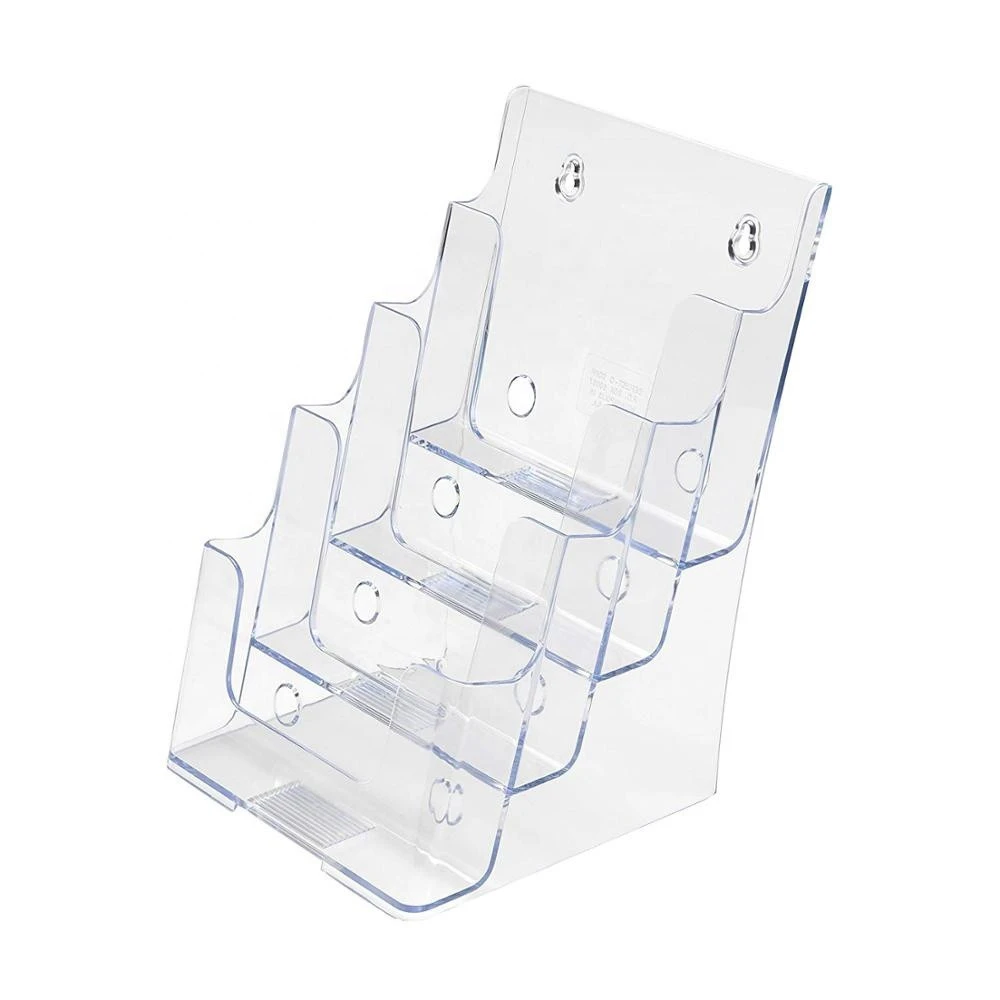 Simple Design Acrylic Literature Display  Holder Flastic Table Top Wall Mounted Pockets Clear Holder